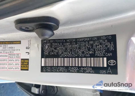 2010 Toyota Prius Iii z USA, uszkodzony, nr VIN JTDKN3DU2A1302166